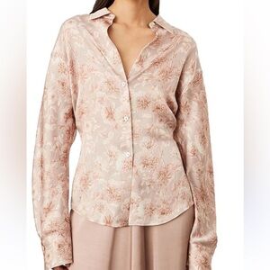 Vince 100 % silk Blush Floral Button Down Shirt